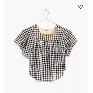 Madewell embroidered Gingham Butterfly top